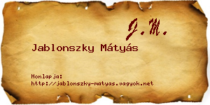 Jablonszky Mátyás névjegykártya