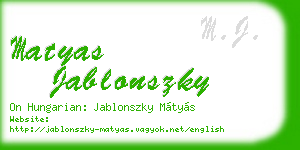 matyas jablonszky business card